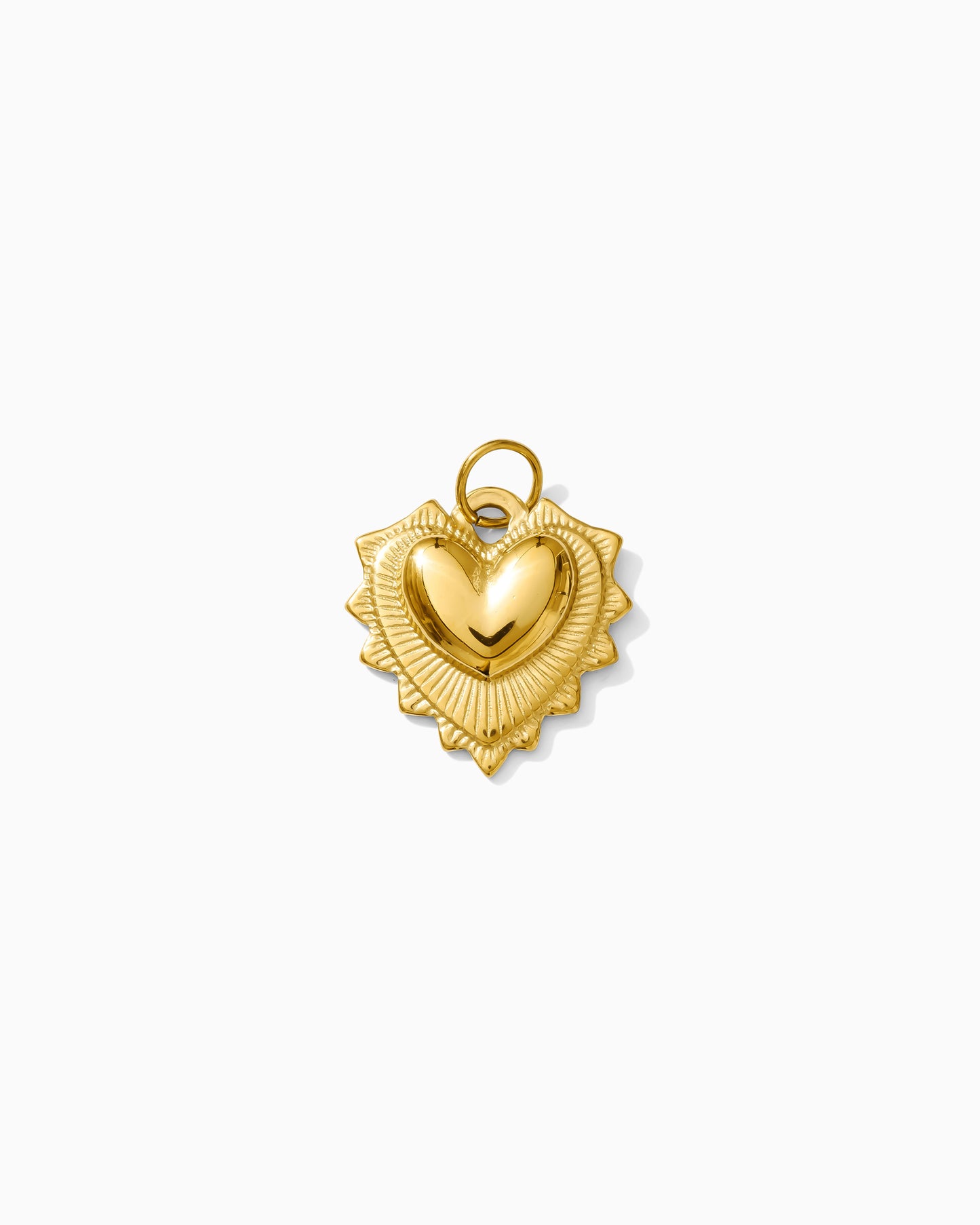 18mm Fluted Heart PVD Charm, CH428