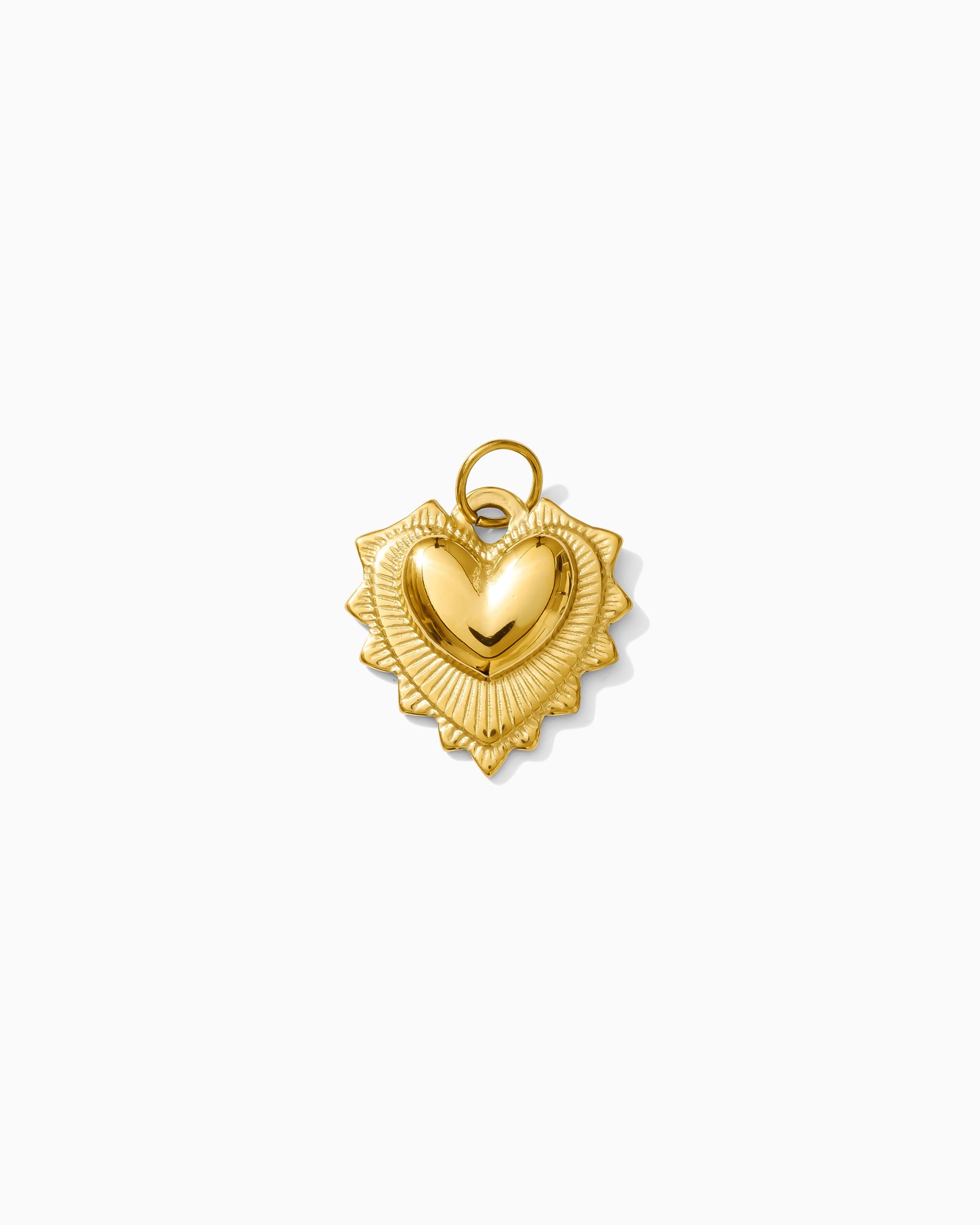 18mm Fluted Heart PVD Charm, CH428