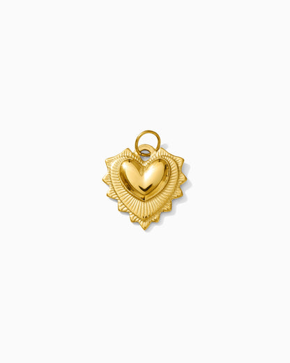 18mm Fluted Heart PVD Charm, CH428