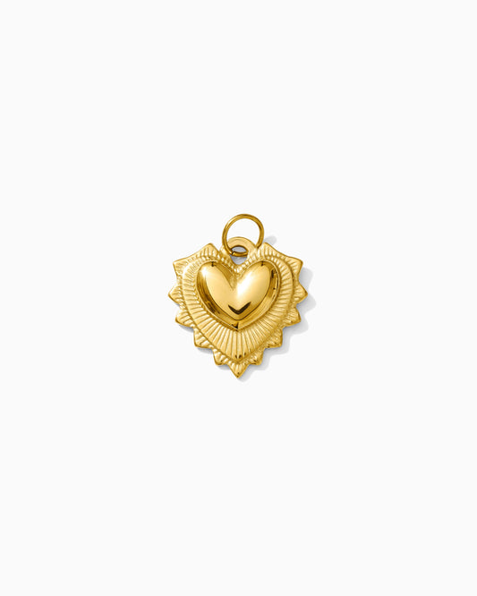 18mm Fluted Heart PVD Charm, CH428