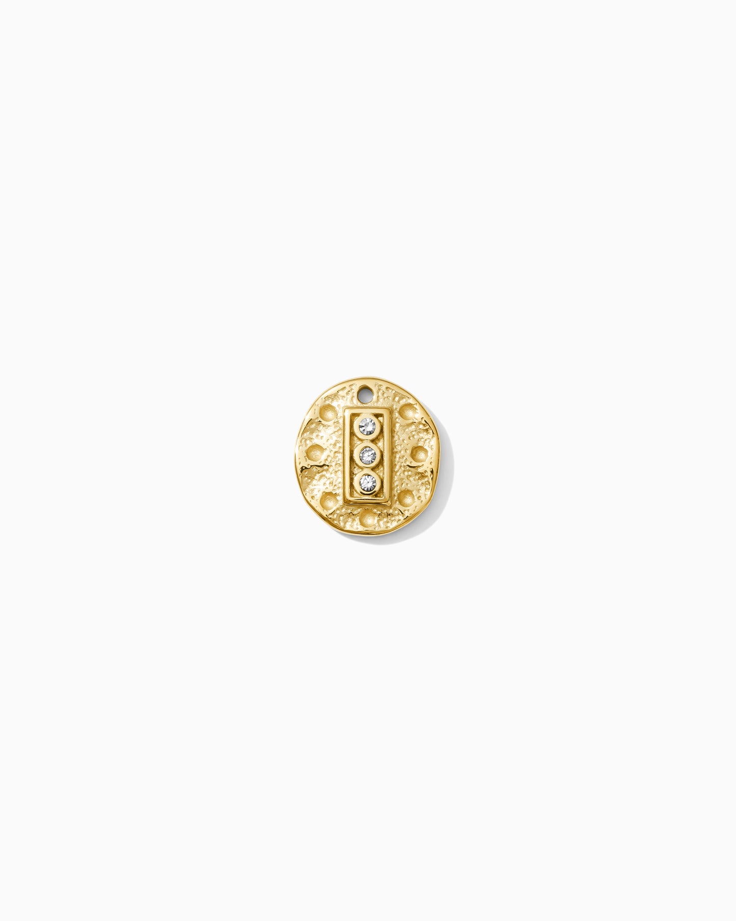 15mm Hammered Disc w/ CZ PVD Charm, CH449