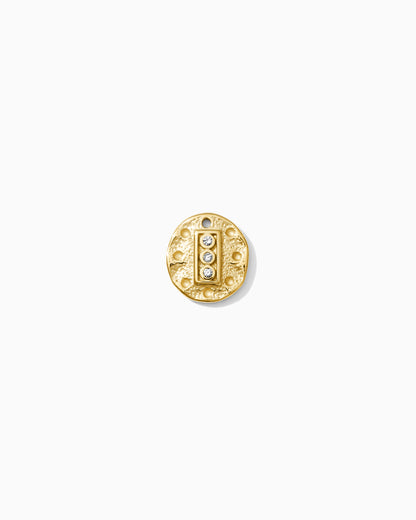 15mm Hammered Disc w/ CZ PVD Charm, CH449