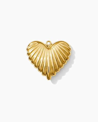 28mm Large Lined Heart PVD Charm, CH453