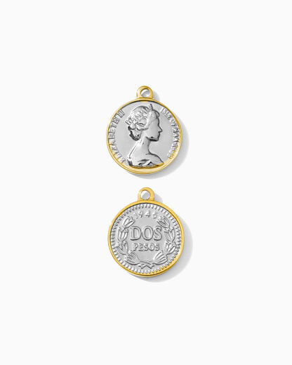 21mm Two Tone Vintage Coin PVD Charm, CH459
