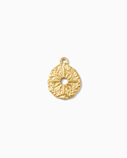 23mm Hammered Disc Sun Rays PVD Charm, CH486