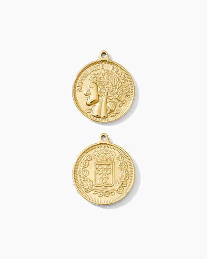24mm Vintage Coin PVD Charm, CH497