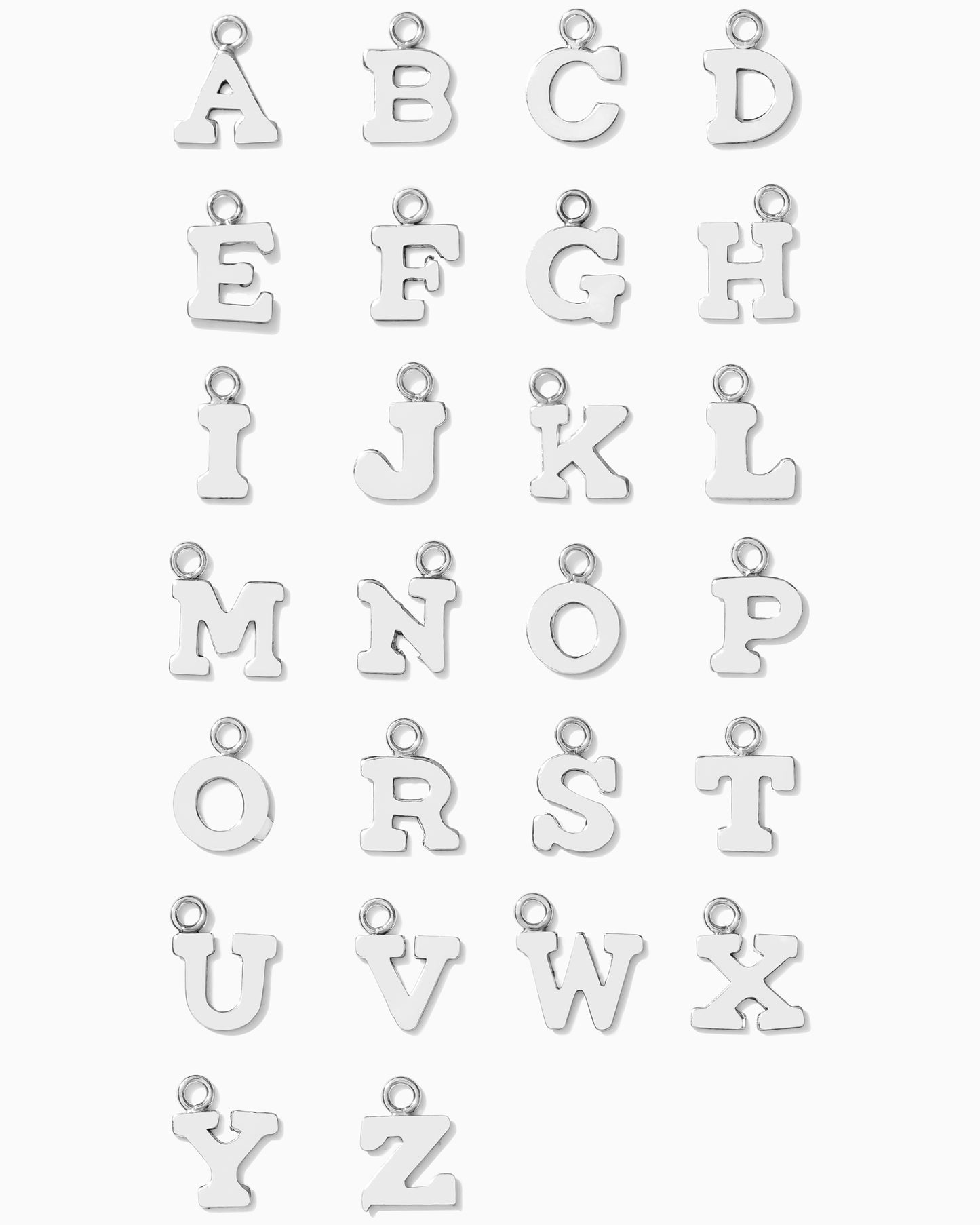 5mm Sterling Silver Letter Charm, CH4