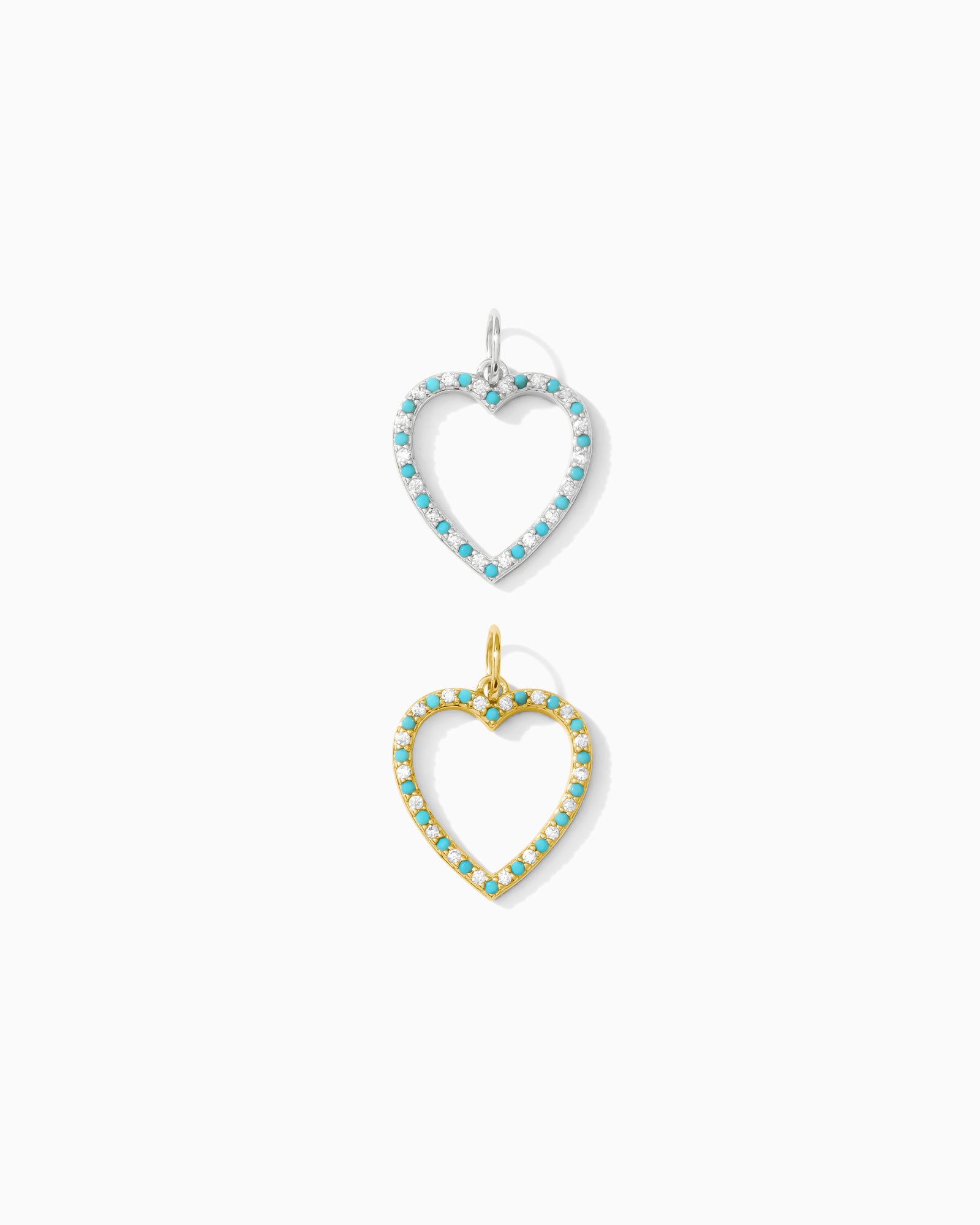 Turquoise Nano Gem Open Heart Charm, CH97