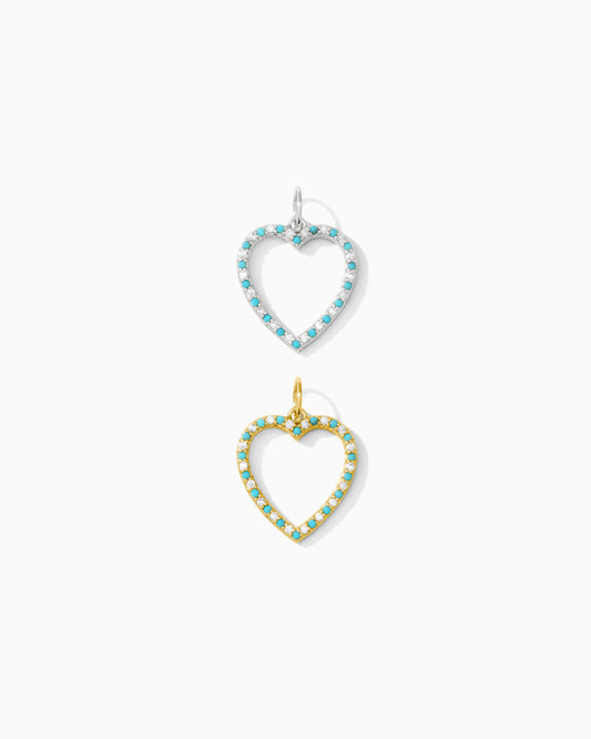 Turquoise Nano Gem Open Heart Charm, CH97