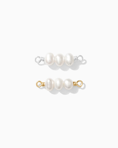 Pearl Connector with 3 Freshwater Pearls, CN120
