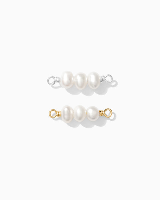 Pearl Connector with 3 Freshwater Pearls, CN120