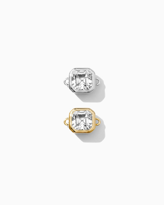 White CZ Octagon Asscher Cut Connector, CN126