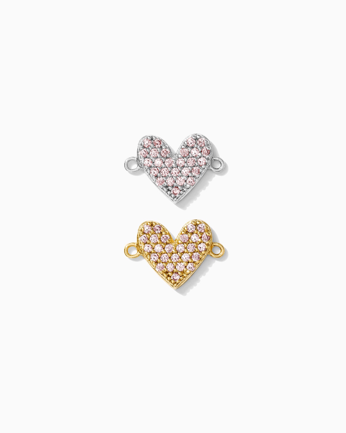 Light Pink CZ Pave Heart Connector, CN128