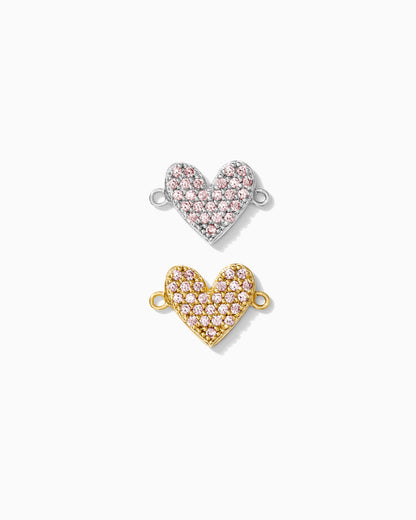 Light Pink CZ Pave Heart Connector, CN128