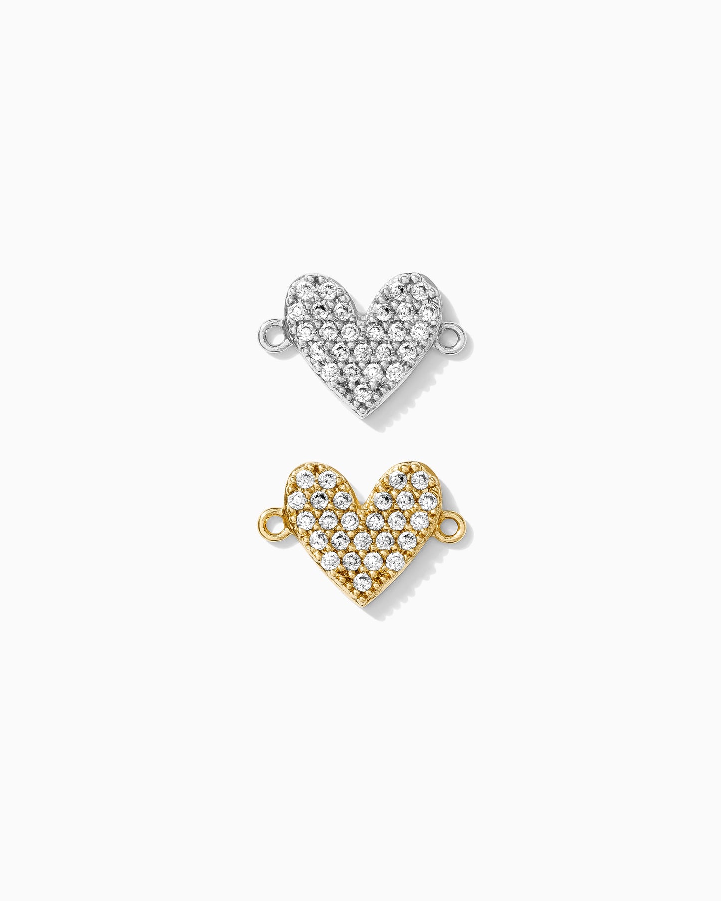 All White CZ Pave Heart Connector, CN129