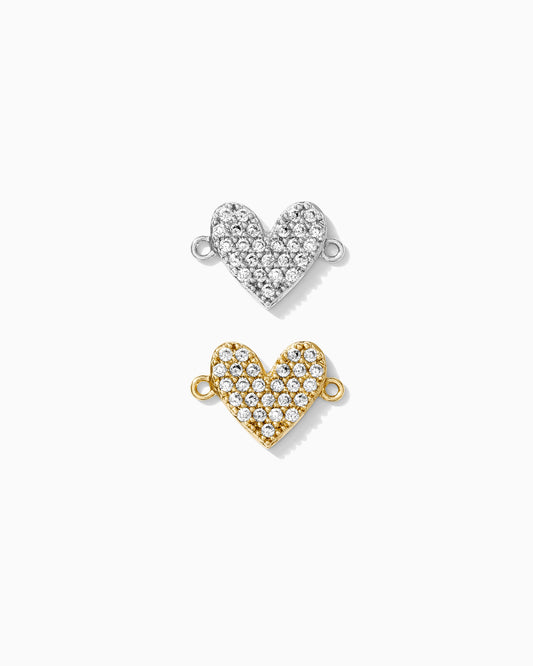 All White CZ Pave Heart Connector, CN129
