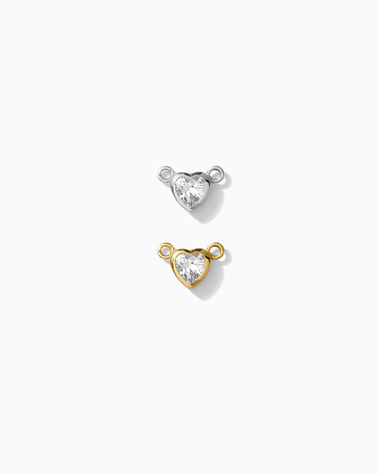 Tiny Bezel Heart CZ Connector, CN130