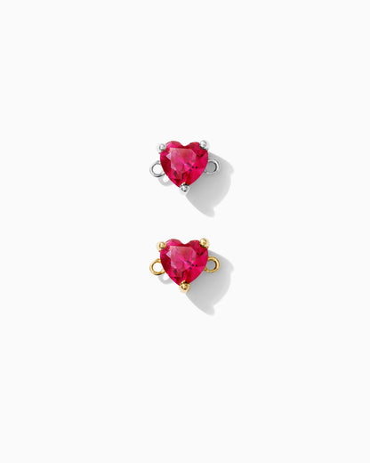 Red Ruby Heart Connector, CN132