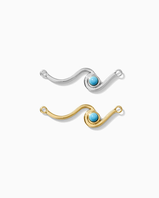 Wave with Genuine Cabochon Turquoise Connector, CN152