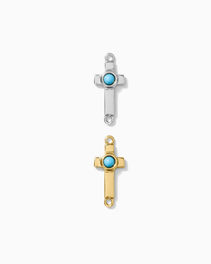 Cross with Genuine Cabochon Turquoise Connector, CN153