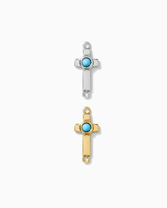 Cross with Genuine Cabochon Turquoise Connector, CN153