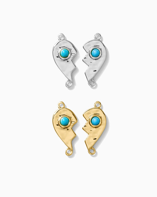 Best Friends Heart Genuine Turquoise Connector, CN156