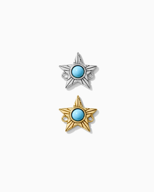 Star with Genuine Cabochon Turquoise Connector, CN159