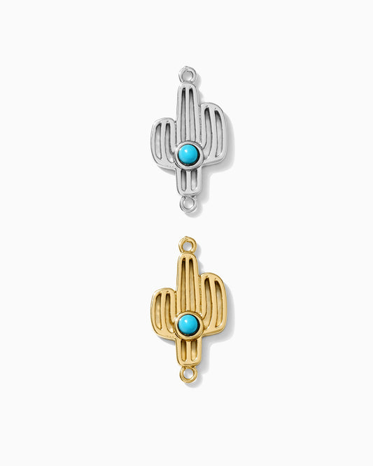 Cactus With Genuine Cabochon Turquoise Connector, CN160