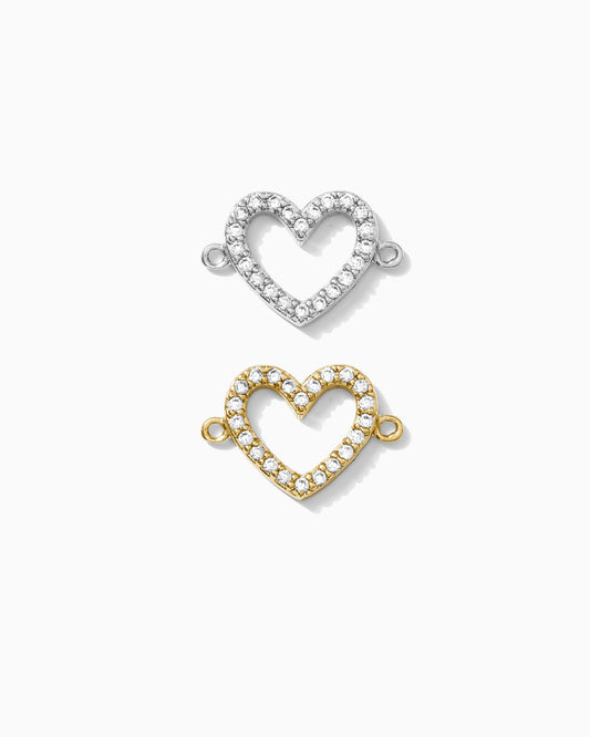 White CZ Heart Connector, CN164