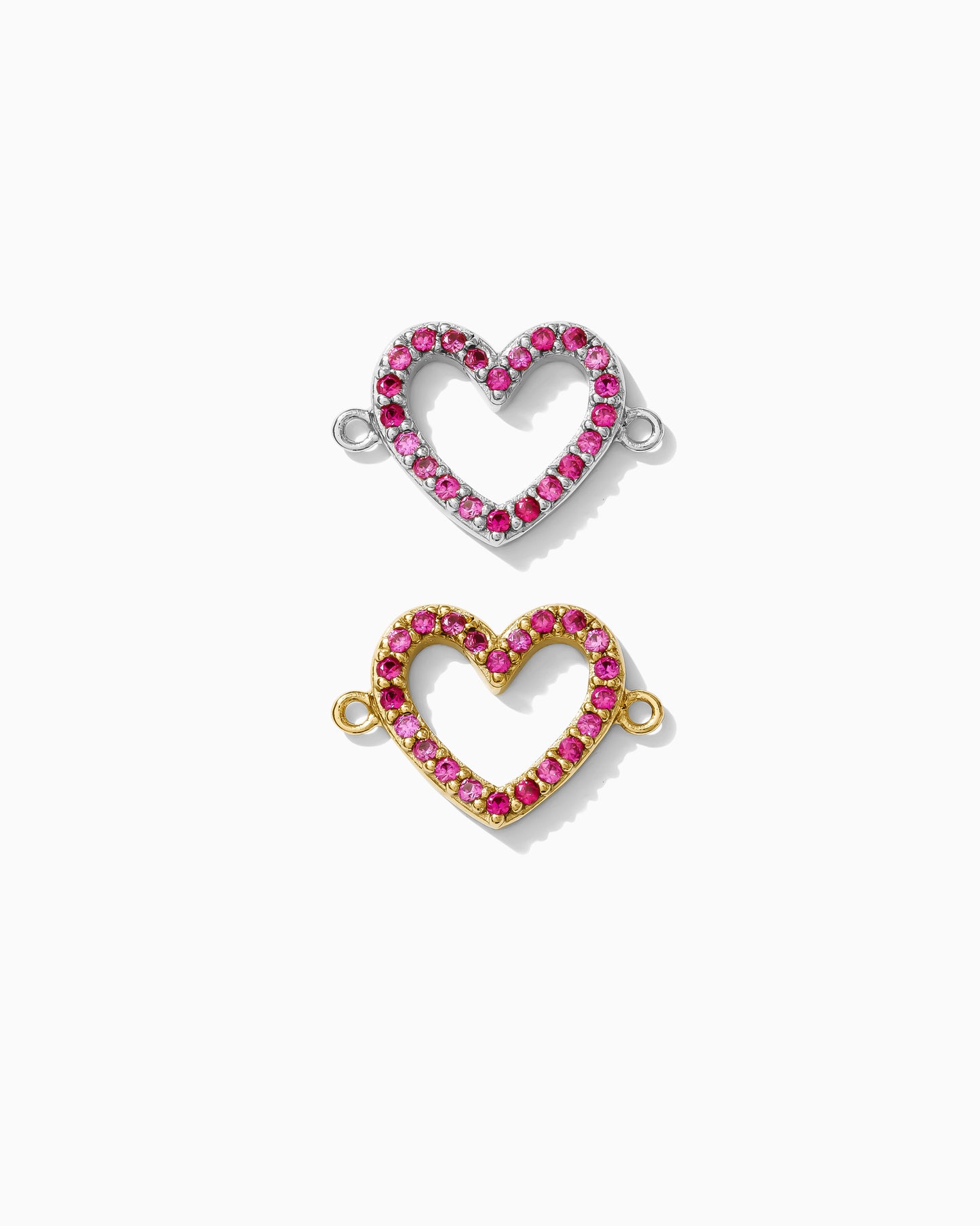 Ruby Corundum Pave Heart Connector, CN165
