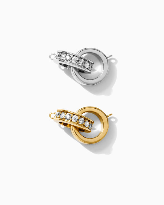 White CZ Interlocking Pave Circles Double Connector, CN166