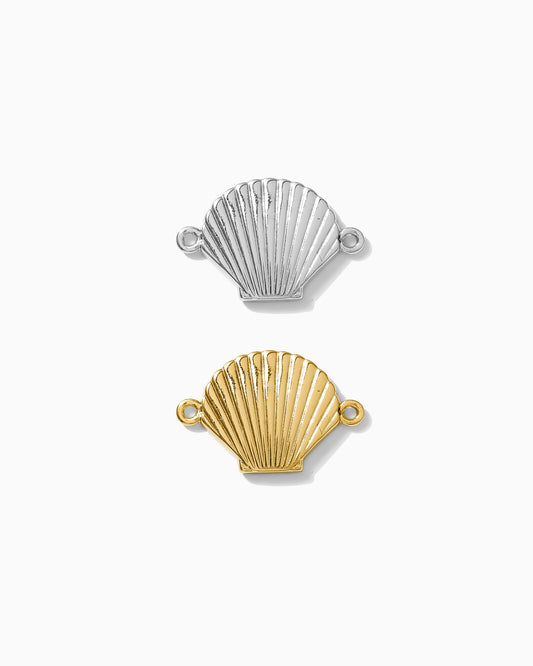 Flat Scallop Shell Connector Charm, CN172