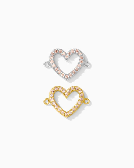 Pave Light Pink Heart CZ Connector, CN180