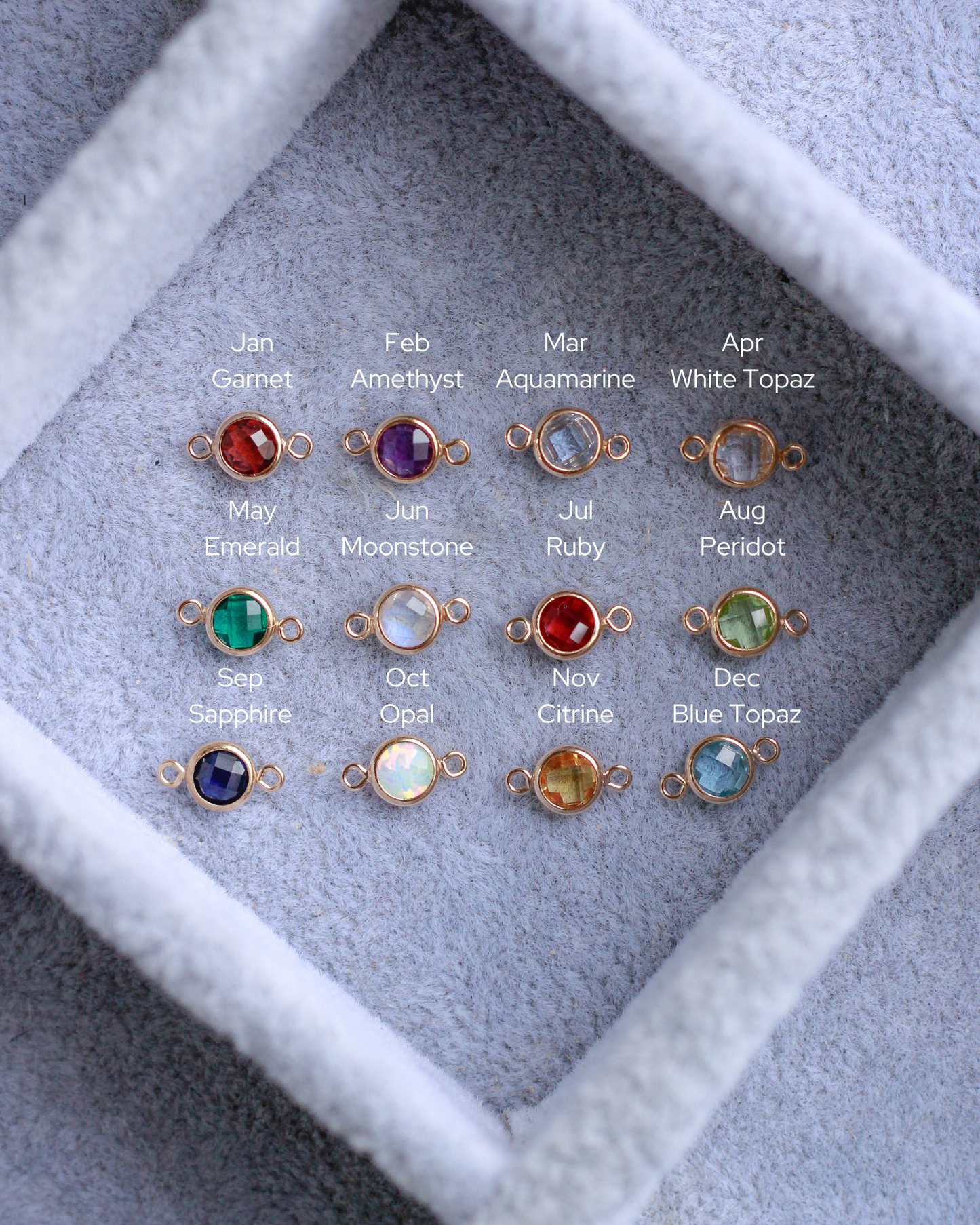 4mm Genuine Birthstone Connectors, CN348