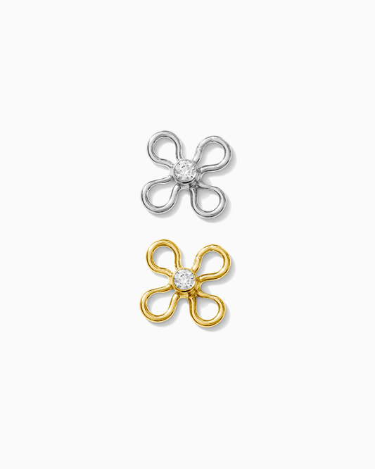 Flower with White CZ Connector, CN276