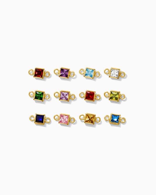 3mm CZ Square Birthstone Connector, CN304