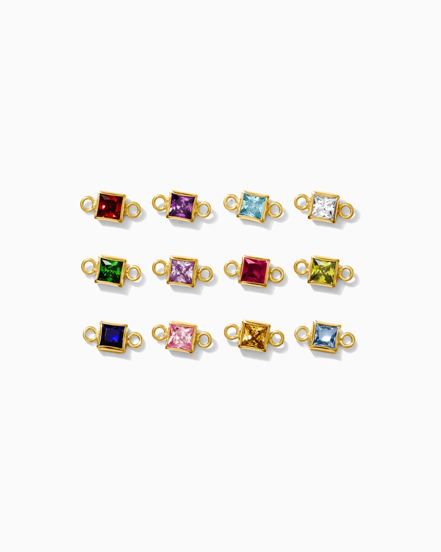3mm CZ Square Birthstone Connector, CN304