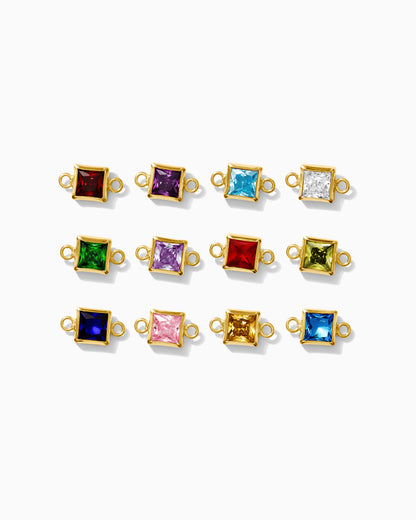 4mm CZ Square Shaped Birthstone Connector, CN307