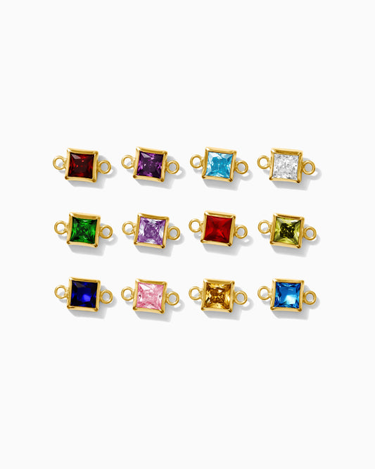 4mm CZ Square Shaped Birthstone Connector, CN307