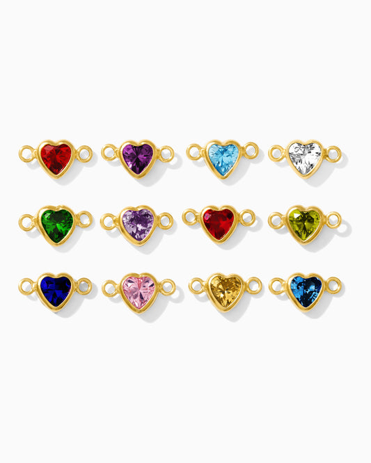 4mm Horizontal Heart Shaped Birthstone Connector, CN337