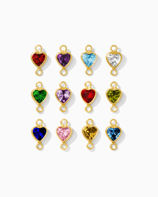 4mm Vertical Heart Shaped Birthstone Connector, CN339