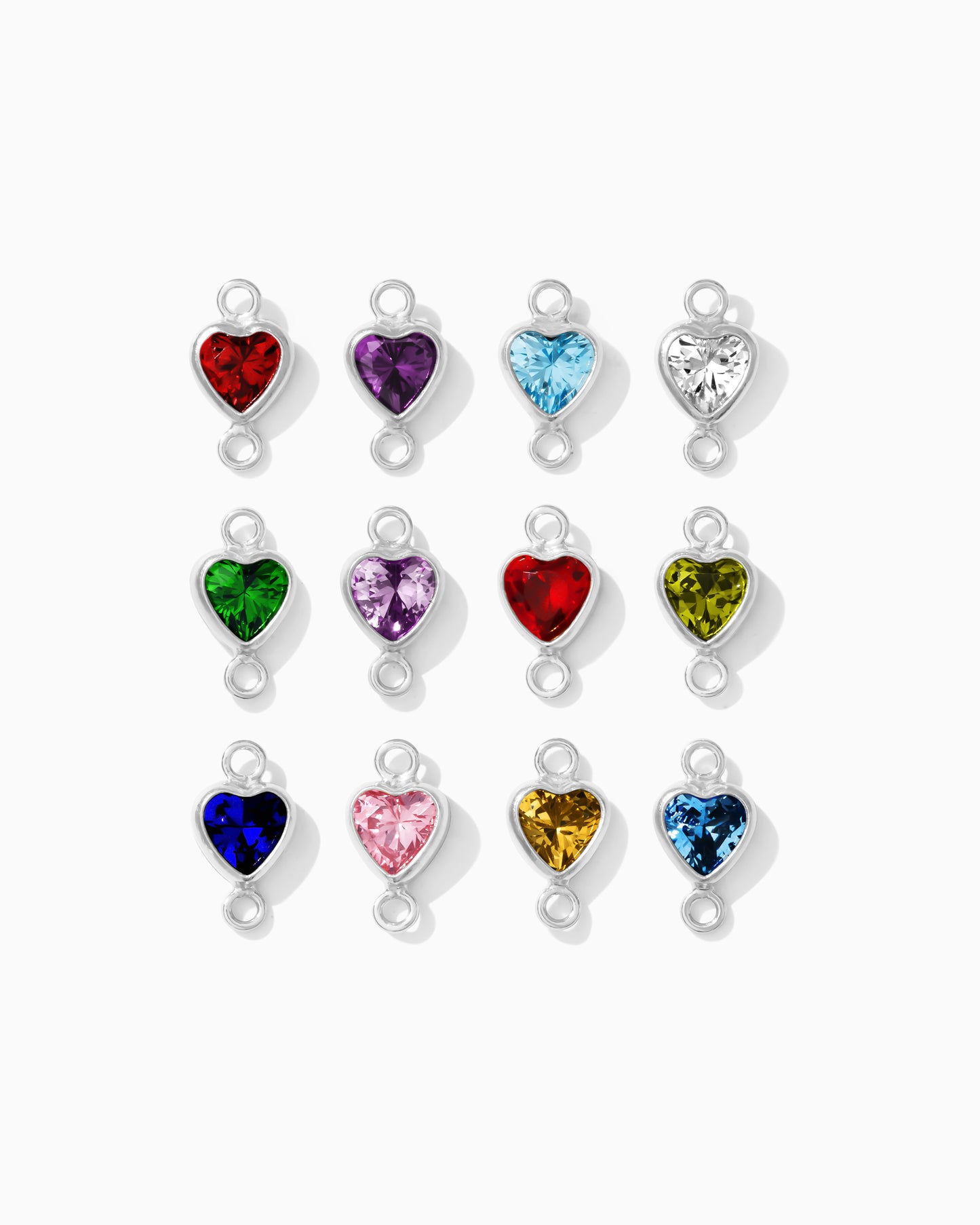 4mm Vertical Heart Shaped Birthstone Connector, CN339