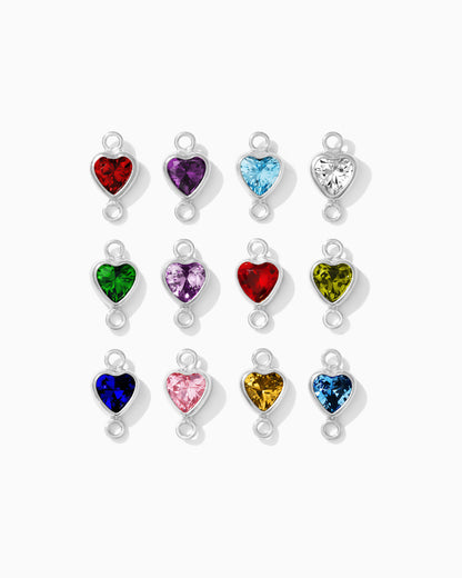 4mm Vertical Heart Shaped Birthstone Connector, CN339