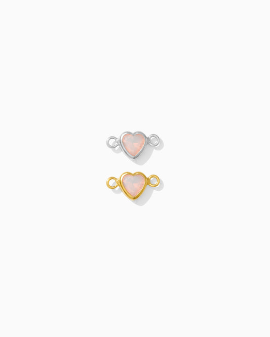 4mm White Opal Horizontal Heart Shaped Connector, CN342