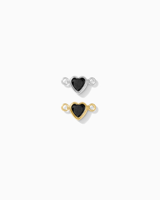 4mm Horizontal Heart Black Onyx Connector, CN343