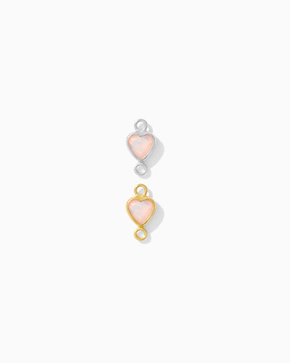 4mm White Opal Heart Vertical Connector, CN346