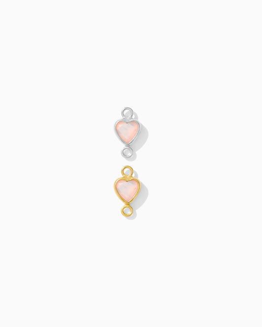 4mm White Opal Heart Vertical Connector, CN346