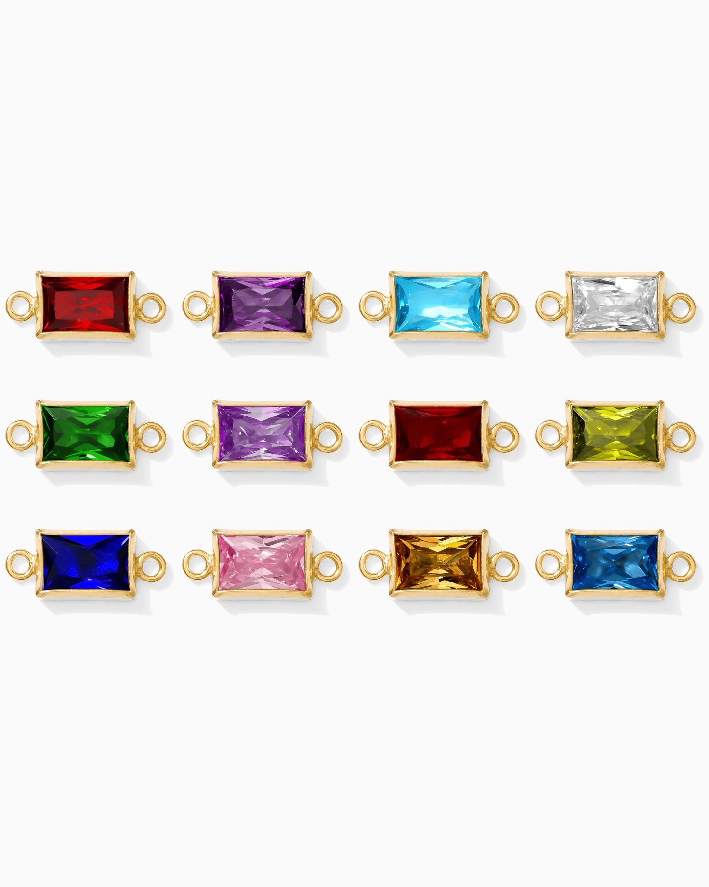 4mm Birthstone CZ Rectangle Connector, CN389