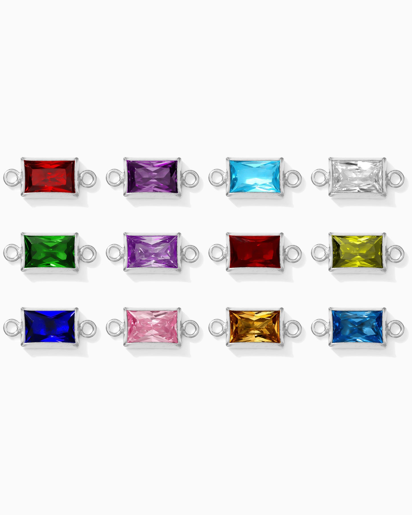 4mm Birthstone CZ Rectangle Connector, CN389