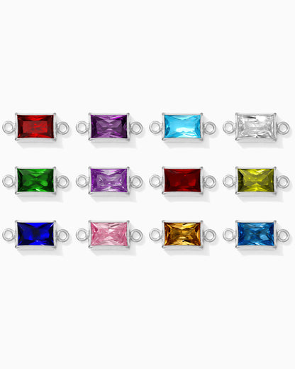 4mm Birthstone CZ Rectangle Connector, CN389